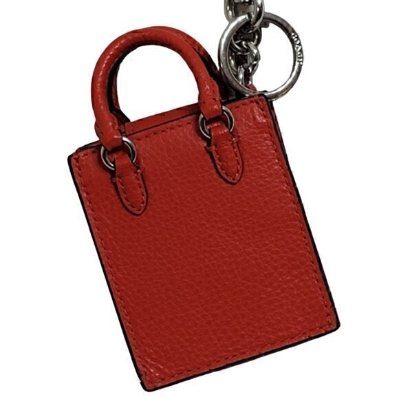 Coach Leather Mini Tote North South Red Bag Charm Keyring - Picture 4 of 9